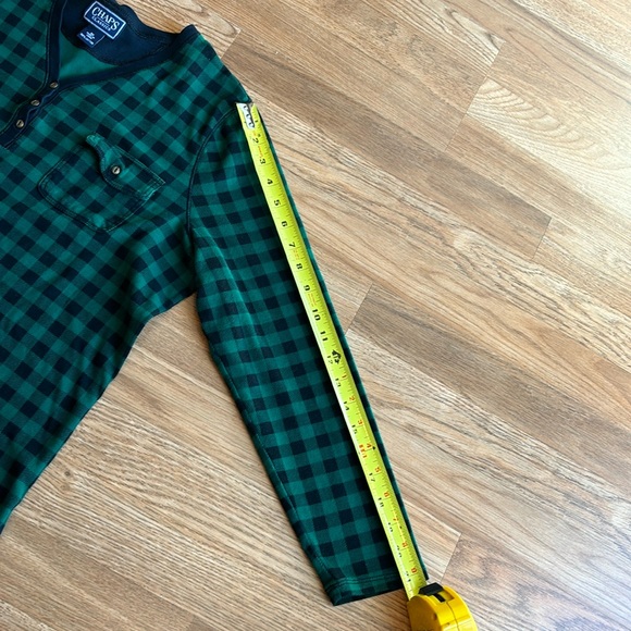 Chaps Classics, long sleeve green/black checkered pull over casual top. Size 1X - Picture 10 of 17